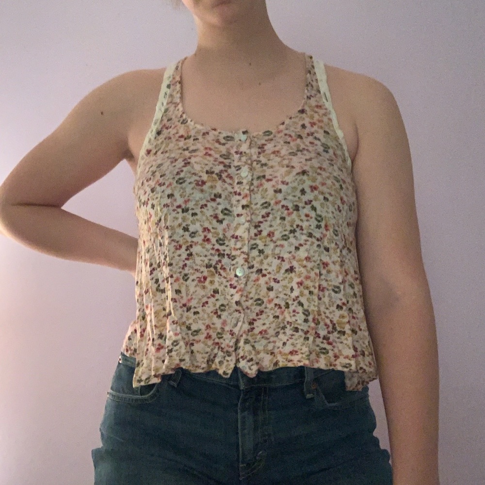 Floral button up tank